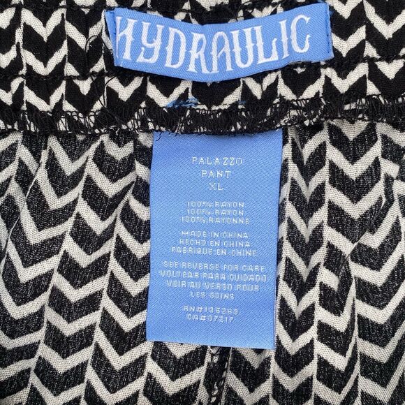 Hydraulic Palazzo Pant Tie-Waist Black And White Chevron Print Rayon Size XL - Picture 5 of 5